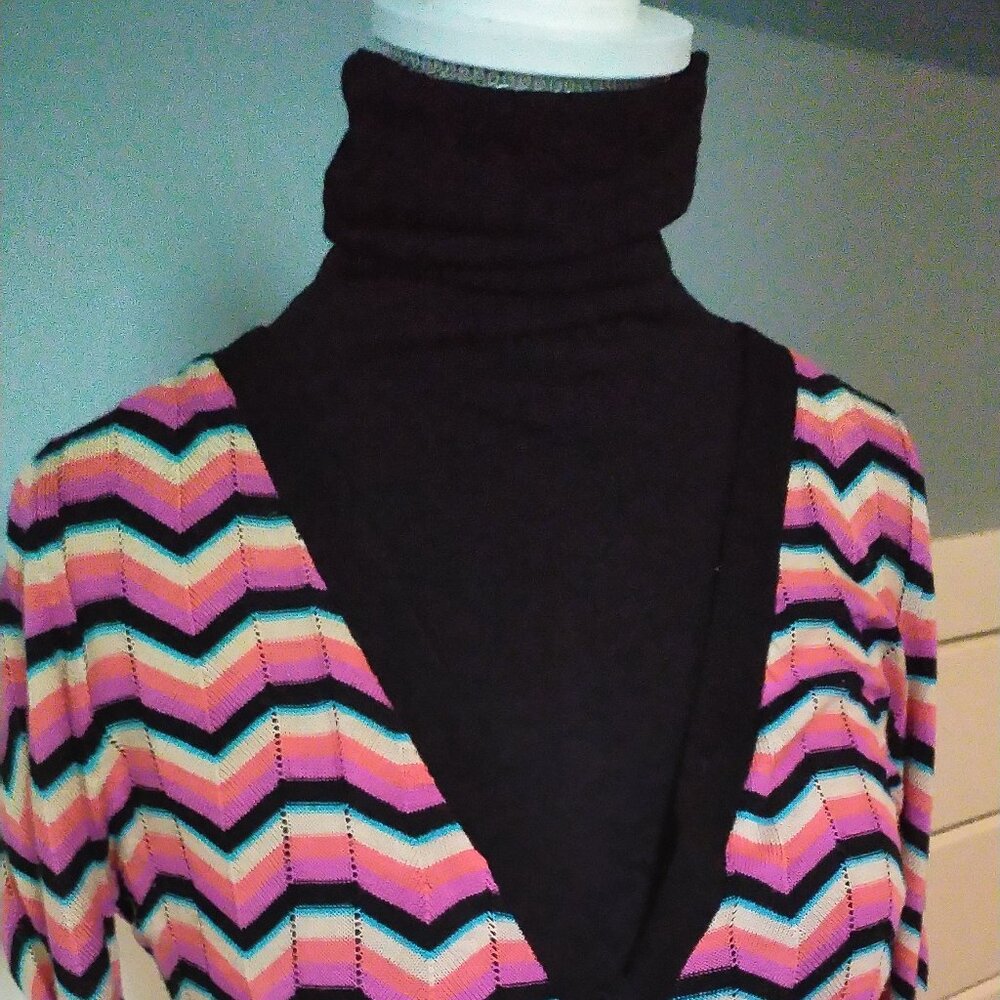 SI-IAE Silk-Cashmere Blend Multi-Colour Chevron Stripe Cardigan, XS - Picture 10 of 12